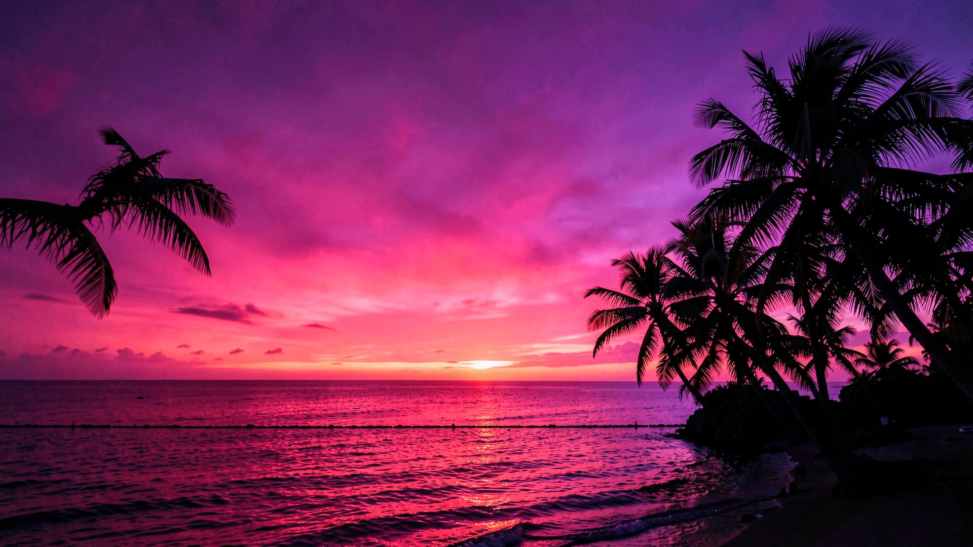 Tropical sunset backdrop of the Bale Web AI girlfriend chat
